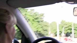 Lesbians playing in the car while driving european oral
