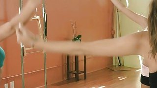 Yoga session with big tits yoga teacher and hot girls